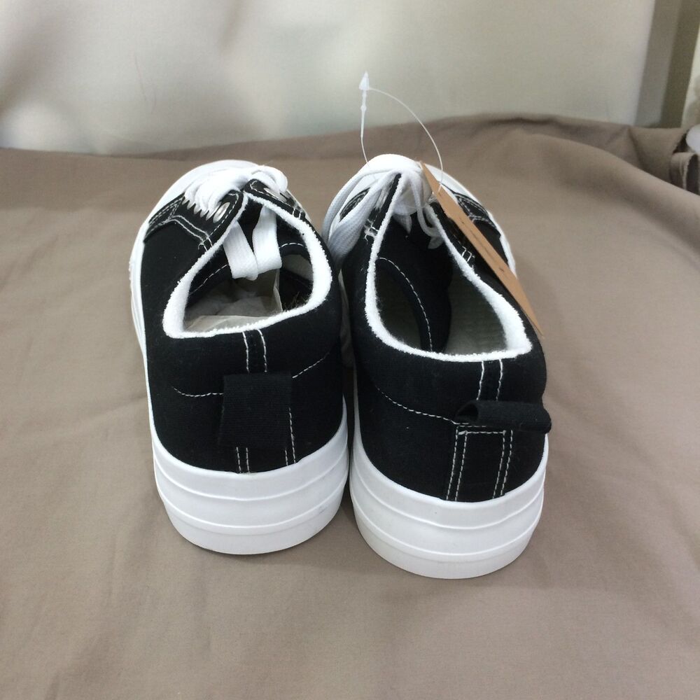 Heez Black Canvas Platform Sneakers Women's 7 Lace Up New With Tags Casual Shoe - Picture 4 of 9
